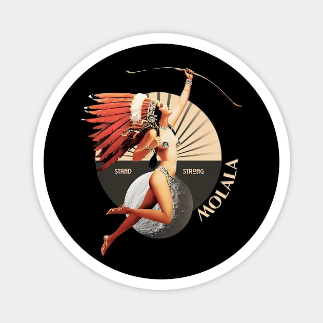 Molala 1920's Art Deco Indian Moon Pin Up Girl Retro Stand Strong Magnet by The Dirty Gringo